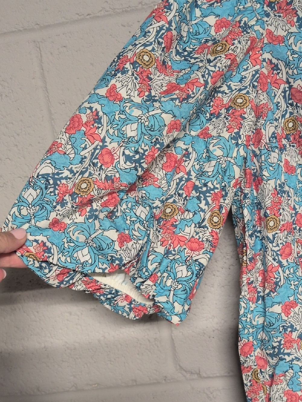 Tuckernuck Hyacinth House Blue & Coral Vines Cassidy Mini Shirt Dress XS - Picture 6 of 11